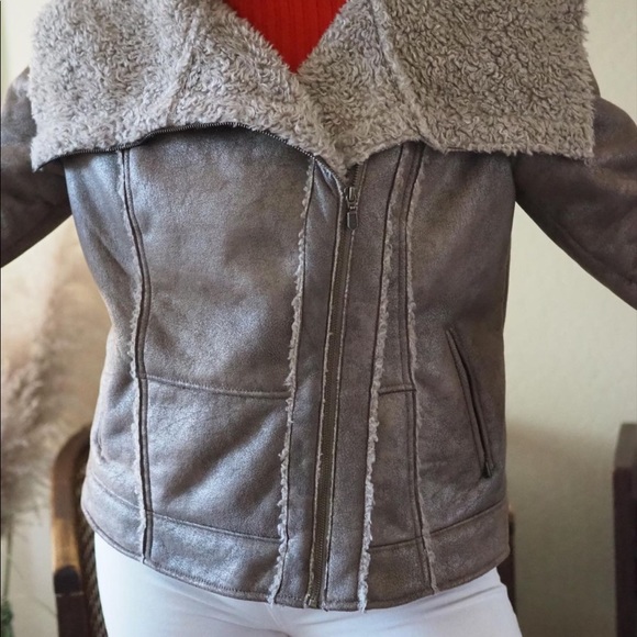 Oversized vintage Moto jacket Sherpa - Picture 4 of 7